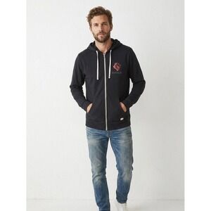 Marine Layer Mens Hamlin Lion Graphic Full Zip Hoodie Black Large Cotton Modal